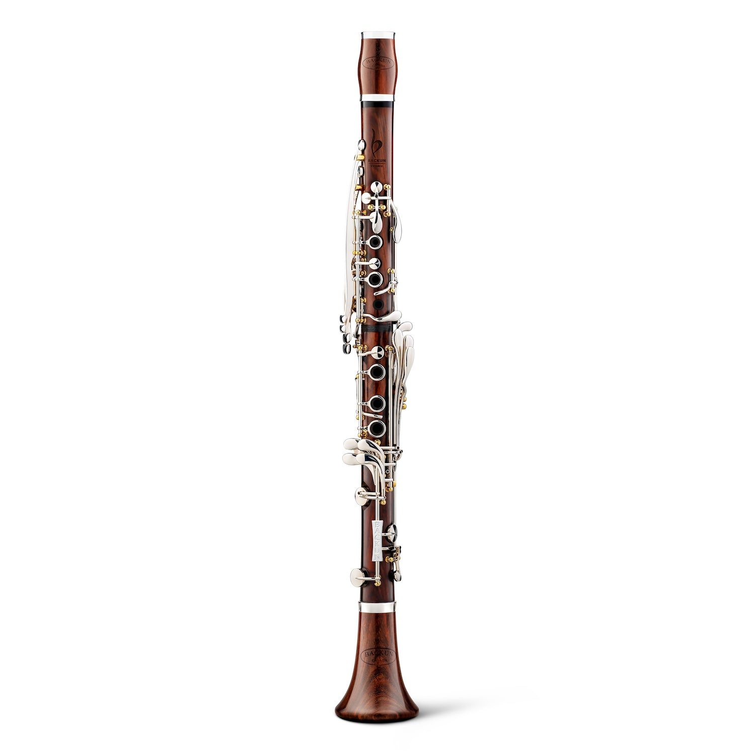 backun-a-clarinet-essence-cocobolo-synthetic-liner-f-vent-silver-with-gold-posts-front